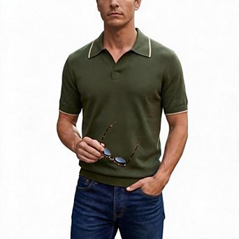 Men’s Short-Sleeve Polo Shirt Summer Knit Casual Top