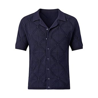 Men’s Knit Polo Shirt Short Sleeve Summer Casual Top