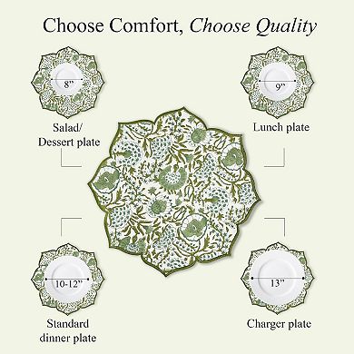 Agate Green Embroidered Cotton Washable Placemats 4Pcs