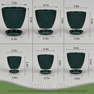 6 Sizes Indoor Plastic Planters With Drainage & Saucers For Houseplants