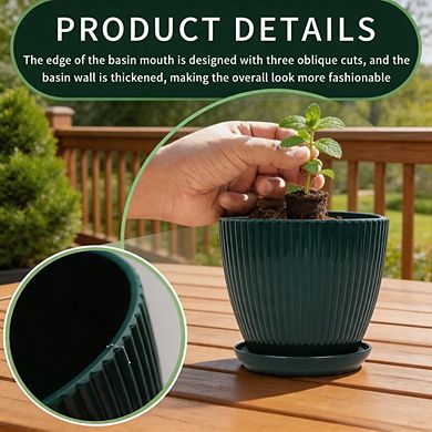 6 Sizes Indoor Plastic Planters With Drainage & Saucers For Houseplants