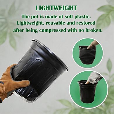50Pcs 1 Gallon Flexible Plastic Nursery Pots For Seedling Transplant & Succulent