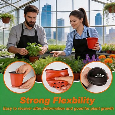 100Pcs 4" Plastic Seedling Nursery Pots With Free Plant Labels
