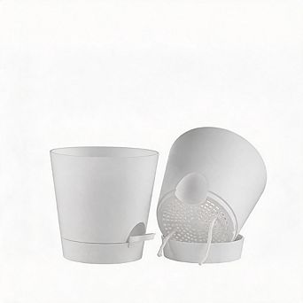 2 pc 8" Self-Watering Planters With Deep Reservoir Indoor Outdoor Use