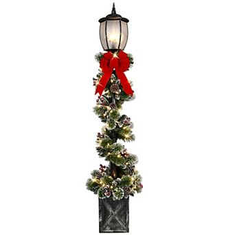 PULEO INTERNATIONAL 7-ft. Pre-Lit Lamp Post Christmas Holiday Decor