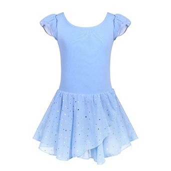 Arshiner Girls Ruffle Flutter Sleeve Sequined Chiffon Tutu Skirt Ballet Leotard Dress