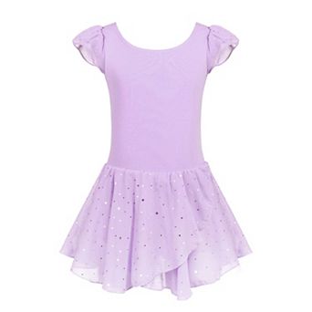 Arshiner Girls Ruffle Flutter Sleeve Sequined Chiffon Tutu Skirt Ballet Leotard Dress