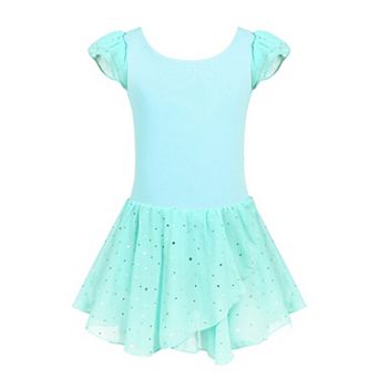 Arshiner Girls Ruffle Flutter Sleeve Sequined Chiffon Tutu Skirt Ballet Leotard Dress