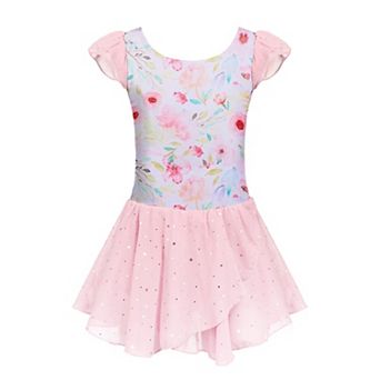 Arshiner Girls Ruffle Flutter Sleeve Sequined Chiffon Tutu Skirt Ballet Leotard Dress
