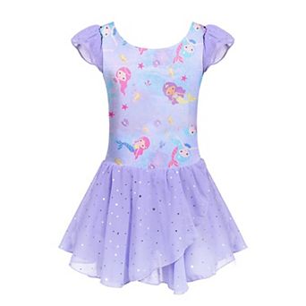 Arshiner Girls Ruffle Flutter Sleeve Sequined Chiffon Tutu Skirt Ballet Leotard Dress