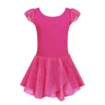 Arshiner Girls Ruffle Flutter Sleeve Sequined Chiffon Tutu Skirt Ballet Leotard Dress
