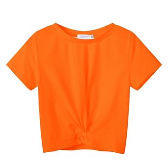 Arshiner Girls Shirts Short Sleeves Summer Crewneck Girls Blouse Twist Front Kids T Shirt Blouse