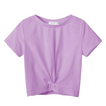Arshiner Girls Shirts Short Sleeves Summer Crewneck Girls Blouse Twist Front Kids T Shirt Blouse