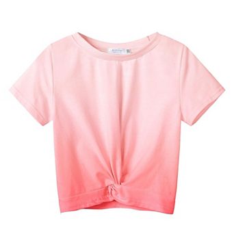 Arshiner Girls Shirts Short Sleeves Summer Crewneck Girls Blouse Twist Front Kids T Shirt Blouse