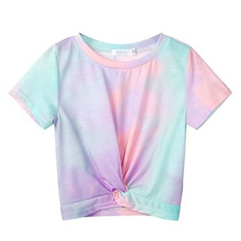 Arshiner Girls Shirts Short Sleeves Summer Crewneck Girls Blouse Twist Front Kids T Shirt Blouse