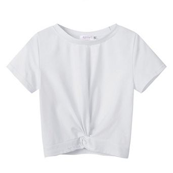 Arshiner Girls Shirts Short Sleeves Summer Crewneck Girls Blouse Twist Front Kids T Shirt Blouse