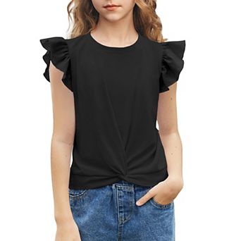 Arshiner Tie Dye With Heart Pattern Shirts For Girls Cute Flying Sleeves Girls Short Sleeves Tops