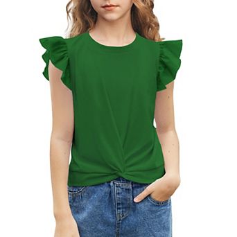 Arshiner Tie Dye With Heart Pattern Shirts For Girls Cute Flying Sleeves Girls Short Sleeves Tops