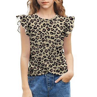 Arshiner Tie Dye With Heart Pattern Shirts For Girls Cute Flying Sleeves Girls Short Sleeves Tops
