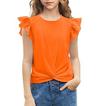 Arshiner Tie Dye With Heart Pattern Shirts For Girls Cute Flying Sleeves Girls Short Sleeves Tops