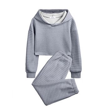Arshiner Kids Sweatsuit Piece Outfit Waffle Kint Long Sleeve Sweatshirt Hoodies And Sweatpants