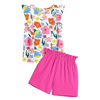 Arshiner Girls Two Piece Outfits Summer Clothes Ruffle Sleeveless Tops And Casual Short Piece Sets