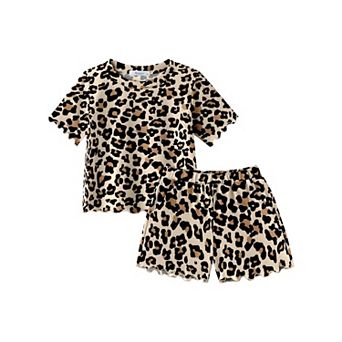 Arshiner Toddler Girls Clothes Short Sets Ruffle Short Sleeve Roundneck Tops And Shorts With Pock