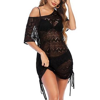 Avidlove Crochet Lace Short Sleeve Swim Cover Up Tunic