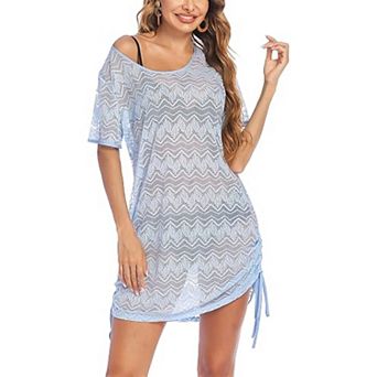 Avidlove Crochet Lace Short Sleeve Swim Cover Up Tunic