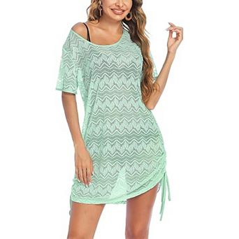 Avidlove Crochet Lace Short Sleeve Swim Cover Up Tunic