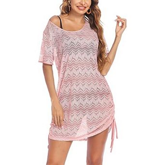 Avidlove Crochet Lace Short Sleeve Swim Cover Up Tunic