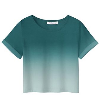Arshiner Girls Short Sleeve T Shirt Kids Fashion T-Shirt Crewneck Rolled Cuffs Crop Top