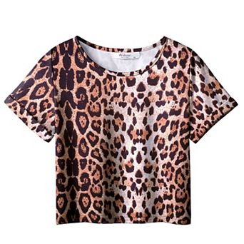 Arshiner Girls Short Sleeve T Shirt Kids Fashion T-Shirt Crewneck Rolled Cuffs Crop Top
