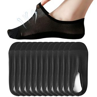 Women No Show Invisible Socks Thin Ice Silk Breathable Cotton Non Slip For Flats Work
