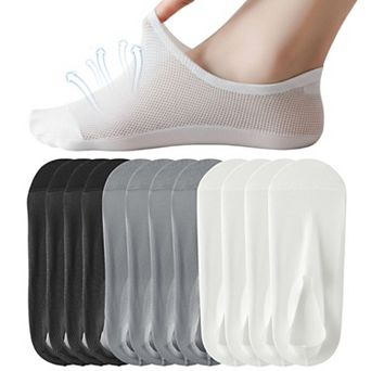 Women No Show Invisible Socks Thin Ice Silk Breathable Cotton Non Slip For Flats Work