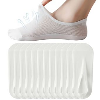 Women No Show Invisible Socks Thin Ice Silk Breathable Cotton Non Slip For Flats Work