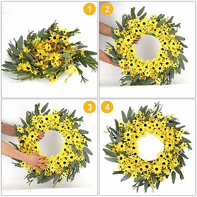 Sunflower Daisy Wreath for Door