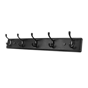 Wooden Wall Hook Rack Black 5 Hooks Heavy Duty Wood Coat Hanger Organizer for Entryway Bedroom