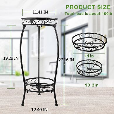 2-Tier Round Metal Stand