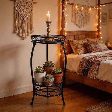 2-Tier Round Metal Stand