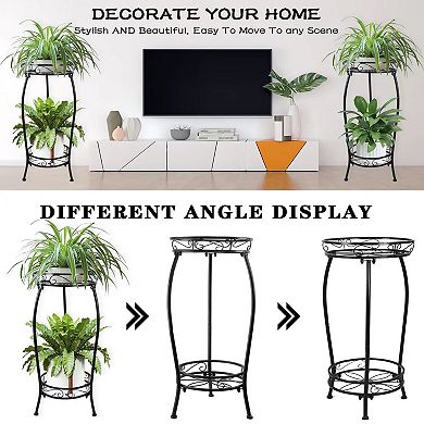 2-Tier Round Metal Stand
