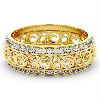 Women Vintage Style Geometric Ring Double Row Micro-wax Inlay Natural Zircon Hollow Ring
