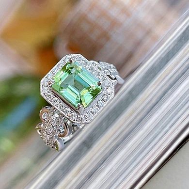 Women Promise Cz Engagement Ring Vintage Lace Rectangular Ring