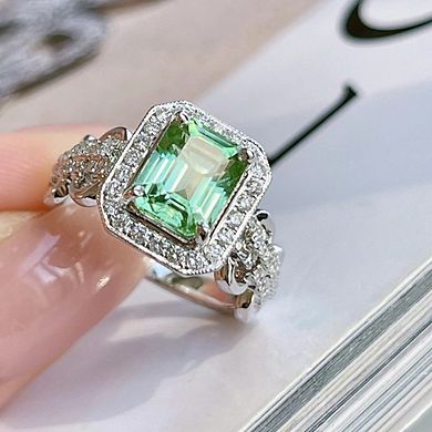 Women Promise Cz Engagement Ring Vintage Lace Rectangular Ring
