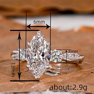 Claw Set Marquise Cubic Zirconia Proposal Ring for Women
