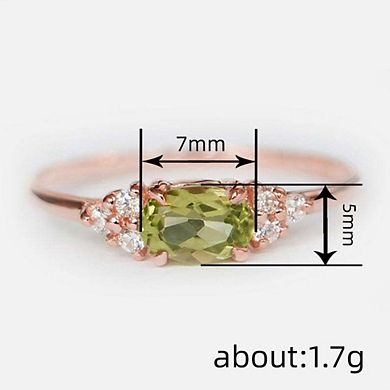 Classic Oval Cut Center Stone with Side Accents Minimalist Stackable Ring