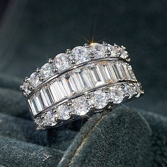 Women's 3-layer half circle CZ Ring Fashionable Modern Design Jewelry