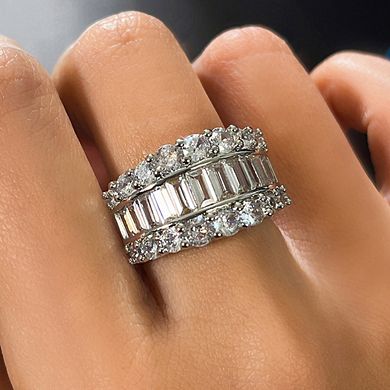 Women's 3-layer half circle CZ Ring Fashionable Modern Design Jewelry