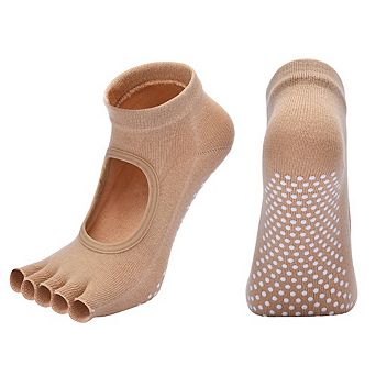 Women Non Slip Barre Socks Grippy Toe Yoga Socks