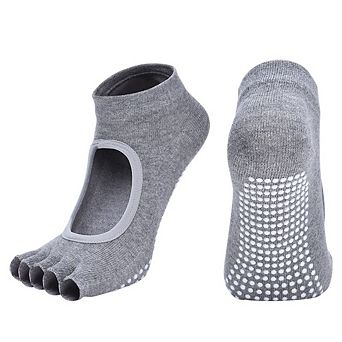 Women Non Slip Barre Socks Grippy Toe Yoga Socks